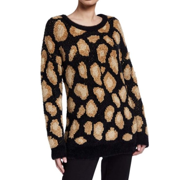 EUC Size M 8-10 MICHAEL KORS Cheetah Jaquard Animal Print Thick Sweater - Picture 7 of 10